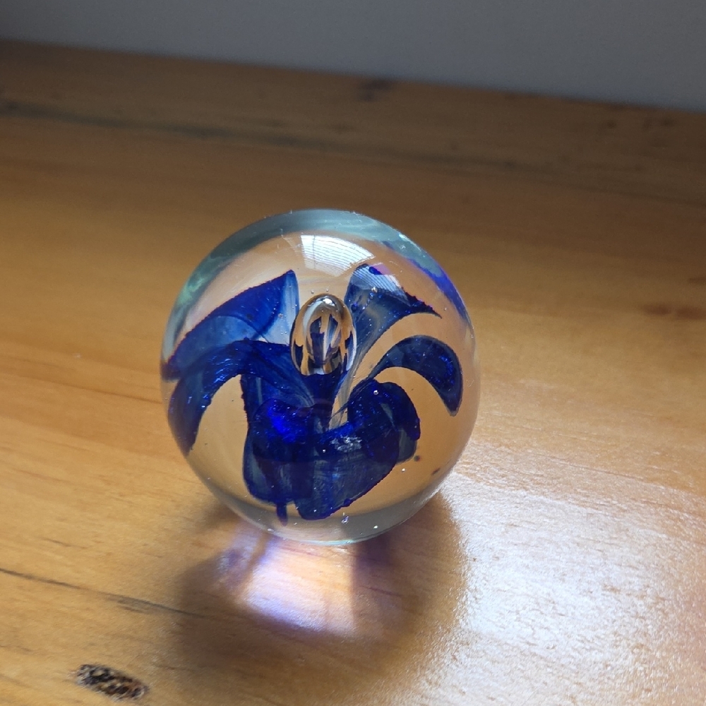 Blue Glass Art Sphere